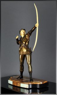 French Art Deco Robin Hood Sculpture Errol Flynn by J DArsenes