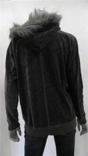 Michael Kors Womens Misses Faux Fur Zip Jacket Sz s Derby Gray Velvet