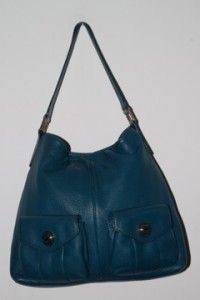 Michael Kors Blue Leather Double Pockets Shoulder Bag