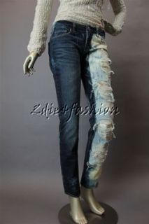 New Jayime Jean Sexy Low Rise Washed Out Distressed Brocade Inlay