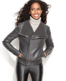 Kenneth Cole Reaction Jacket, Faux Leather Side Zipper Bomber