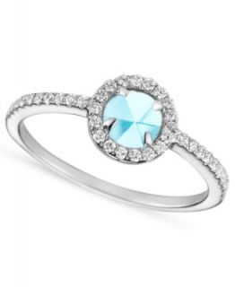 CRISLU Ring, MicroLuxe Platinum over Sterling Silver Aquamarine and