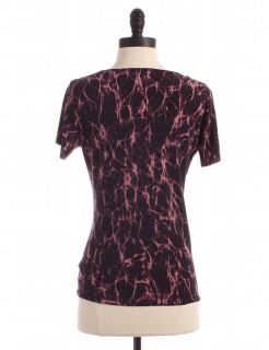Michael Michael Kors Print Short Sleeve Blouse Sz P s Top Purple Shirt