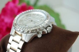 NIB Michael Kors Silver ROX Crystal Accent Womens SS Oversized Watch