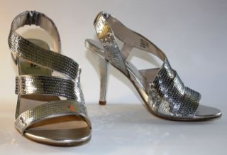 Womens Shoes NIB Michael Kors FARRIS Dress Sandal Sequin SILVER PROM