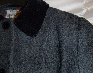 Rothschild Girls Gray Wool Dress Coat with Black Velvet Trim Buttons