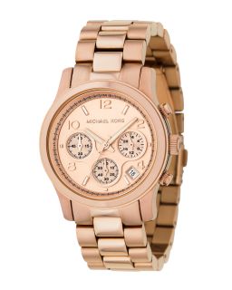 Michael Kors Womens Runway Rose Gold Chronograph Watch MK5128
