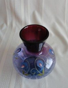 Fenton Glass Purple or Mulberry Bottle Vase w 9 Fenton Signatures LMT