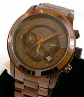 Mens Brown Michael Kors Runway Chronograph Watch MK8204 New in Box