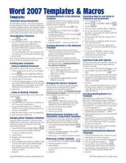 Microsoft Word 2007 Templates Macros Quick Reference