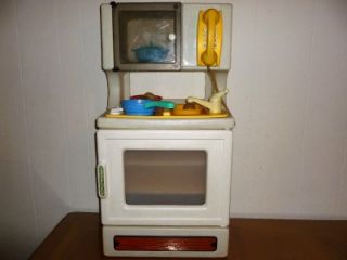 TIKES KITCHEN STOVE OVEN MICROWAVE & ACCESSORIES CHILD SZ. 35 TALL