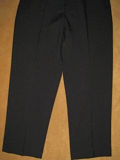 Michael Brandon Mens Black Flat Classic Wrinkle Resist Dress pants
