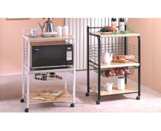Rolling Kitchen Microwave Cart with Wire Baskets 