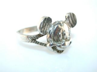 Vintage Mickey Mouse Head Sterling Silver Ring