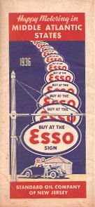 dc handsome fold out esso highway map of the middle atlantic states