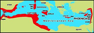 Phoenician colonies (in red).