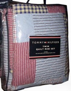 Tommy Hilfiger Middlebury Red White Blue Plaid Cotton Quilt Sham Set