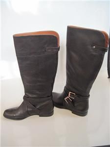 Calvin Klein Hayden Brown Tumbled Leather Tall Riding Boots Womens Sz