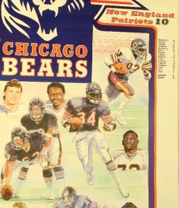 1986 Chicago Bears 22 x 34 Super Bowl XX Champions Poster Payton