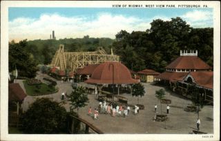 Pittsburgh PA West View Park Midway Old Postcard