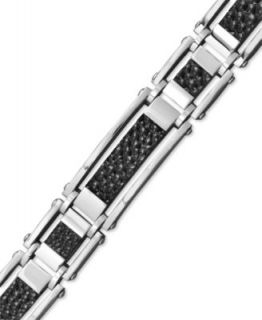 Mens Stainless Steel Bracelet, Black Ion Plated Cable Link Bracelet
