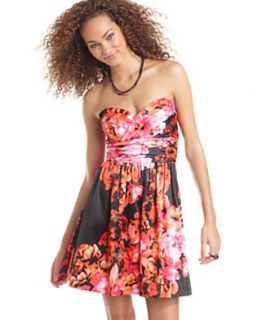 American Rag Juniors Dress, Sleeveless Floral Print Illusion