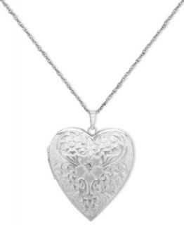 Sterling Silver Necklace, Diamond Cut Heart Locket   Necklaces