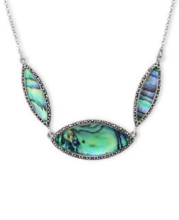 Genevieve & Grace Sterling Silver Necklace, Abalone Glass and