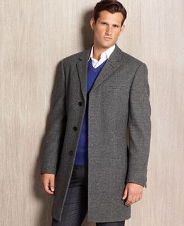Calvin Klein Coat, Charcoal Neat Cashmere Blend Overcoat   Mens Coats