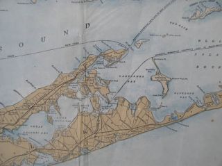 Antique Map Long Island Railroad Montauk Steamboat 1904