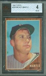 Whoa 1962 Topps Baseball 200 Mickey Mantle Card BVG 4 VG EX