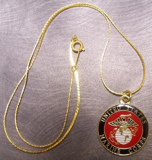 Military Necklace U s Marine Corps 18KRGP Chain New