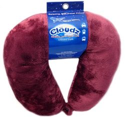 Cloudz Adult Microbead Neck Pillow for Travel Comfort Burgundy Red New