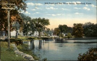 Stamford Ct Mill Pond Mill River Scene c1910 Postcard