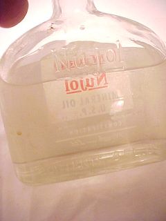 Vintage Nujol Mineral Oil 8 Fluid oz Glass Jar
