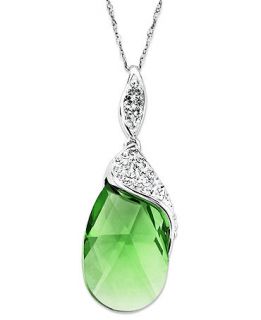 Kaleidoscope Sterling Silver Necklace, Green Crystal Pendant with