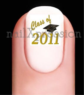 Class of 2011 Gold Graduation Hat Nail Decals Set 20