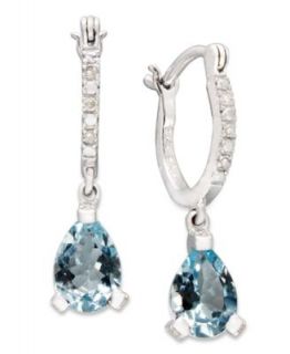 14k White Gold Earrings, Aquamarine (2 ct. t.w.) and Diamond Accent
