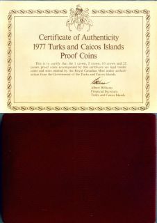 1977 Gold Silver Turks Caicos Islands 4 Coin Proof Set