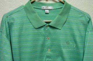Peter Millar Mens Golf Shirt x Large Green w Stripes The Colonial