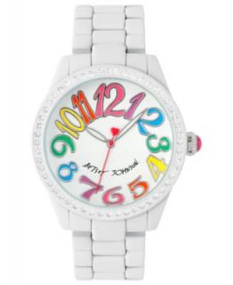 Betsey Johnson Watch, Womens White Quilted Leather Strap 40mm BJ00134