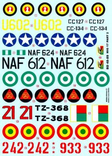 Berna Decals 1 48 Mikoyan MIG 17 Fresco Fighter African Air Forces