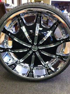 26 inch Rims and Tires Wheels Rockstarr 557 Chrome Black Ford Edge 24