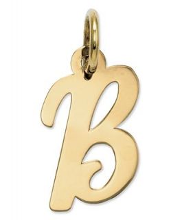 14k Gold Charm, Small Script Initial B Charm