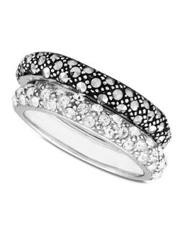 Genevieve & Grace Sterling Silver Rings Set, Marcasite and Crystal