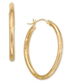 10k Gold Earrings, Polished Engraved Hoop   Earrings   Jewelry
