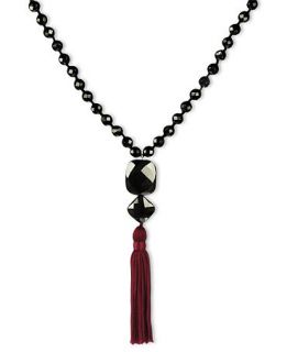 Sterling Silver Necklace, Black Onyx Bead and Tassel Necklace (198 ct