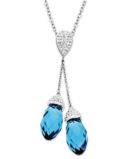 Kaleidoscope Sterling Silver Necklace, Blue Crystal Briolette Drop