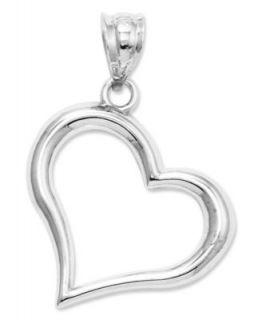 14k White Gold Charm, Double Heart Charm   Bracelets   Jewelry