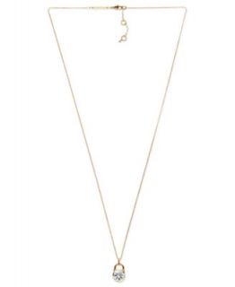 Michael Kors Necklace, Gold Tone Concave Glass Pave Pendant   Fashion